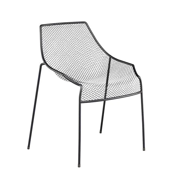 Silla de exterior para hostelería con diseño ligero en acero