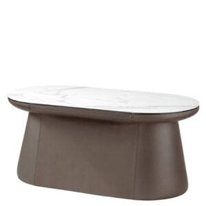 Mesa baja con estructura totalmente tapizada para cafeterías