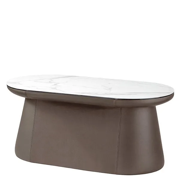 Mesa baja con estructura totalmente tapizada para cafeterías