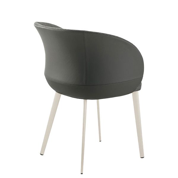 Sillón tapizado de concha patas metálicas para restaurantes