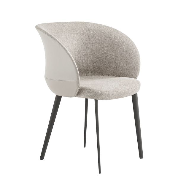 Sillón tapizado de concha patas metálicas para restaurantes