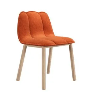 Silla de diseño tapizada con patas de fresno para restaurantes y cafeterías