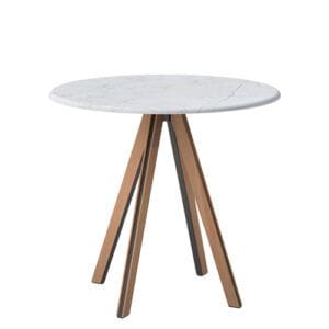 Pie de Mesa Metalico con Madera Teñida