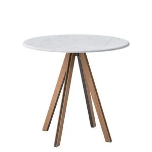 Pie de Mesa Metalico con Madera Teñida