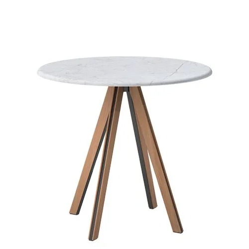 Pie de Mesa Metalico con Madera Teñida