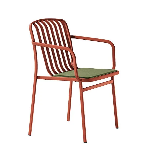 Sillón apilable de acero lacado para terrazas de hostelería