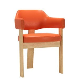Sillón de tres patas tapizado estructura de fresno para hostelería
