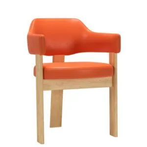 Sillón de tres patas tapizado estructura de fresno para hostelería