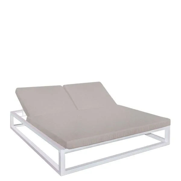Tumbona doble exterior en aluminio con respaldo regulable