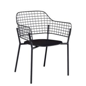 Sillón de exterior para hostelería en aluminio y acero