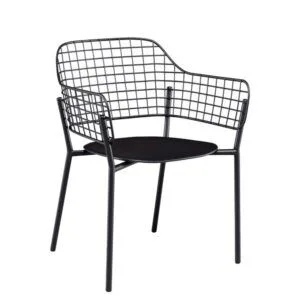 Sillón de exterior para hostelería en aluminio y acero