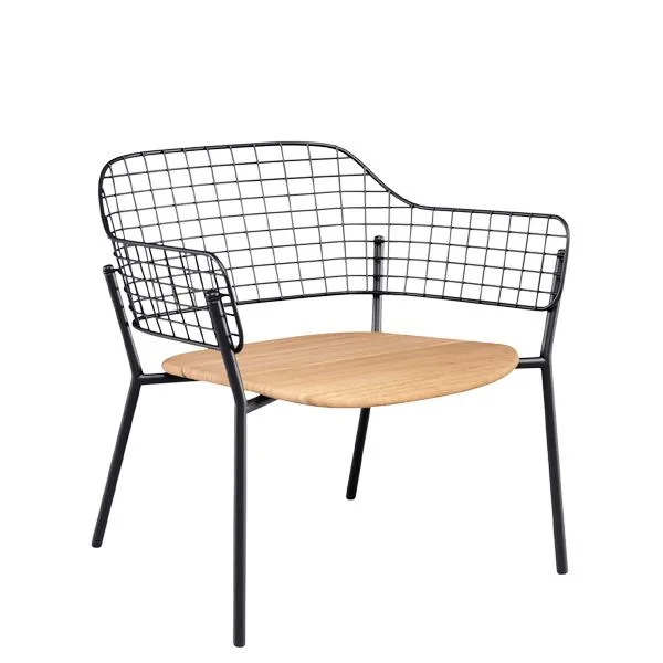 Butaca de exterior para hostelería en madera y acero