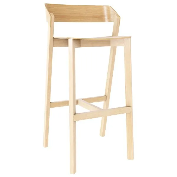 Taburete alto de madera con respaldo para bares