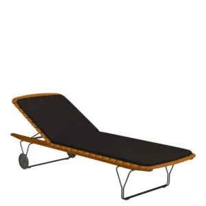 Tumbona reclinable de bambú con cojín para exterior