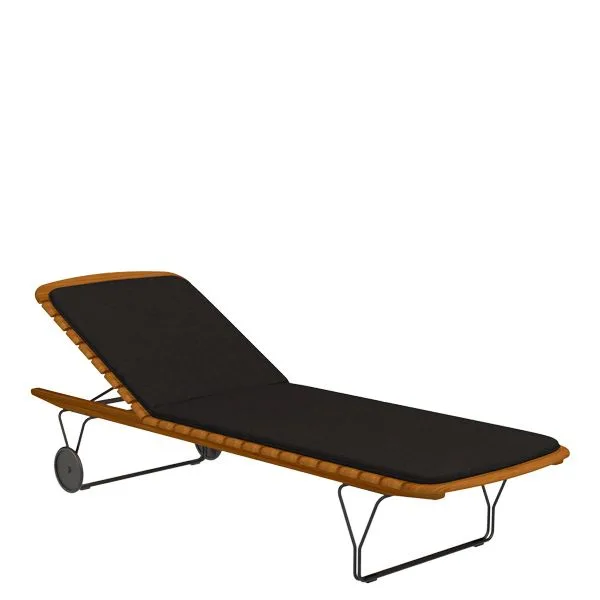 Tumbona reclinable de bambú con cojín para exterior