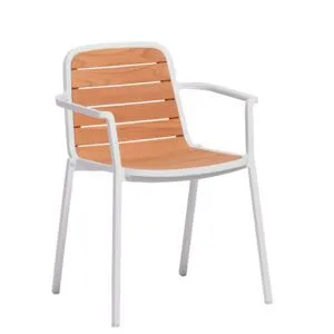 Sillón de exterior para hostelería en aluminio y teca