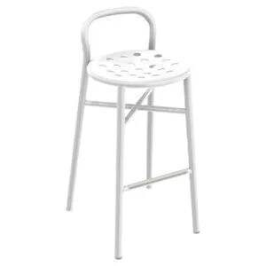 Taburete Pipe Magis en aluminio lacado con asiento en madera contrachapada