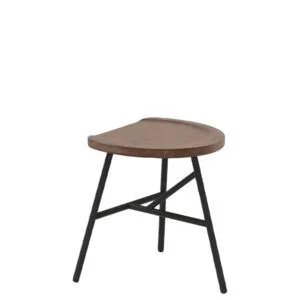 Taburete retro metálico con asiento de madera