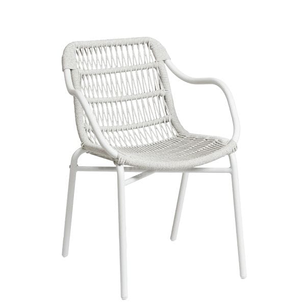 Sillón de aluminio con asiento y respaldo en cuerda para terrazas