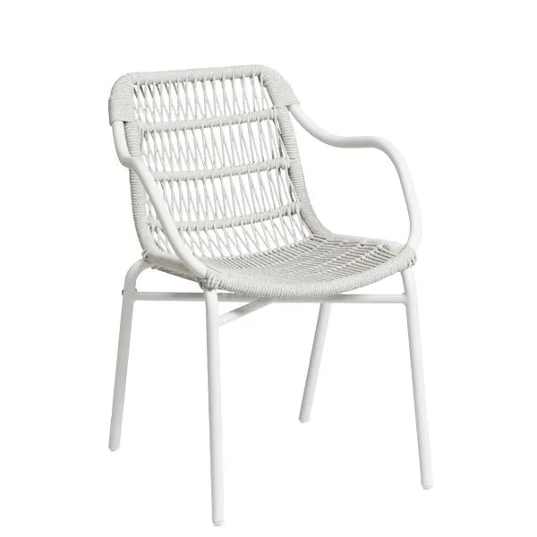 Sillón de aluminio con asiento y respaldo en cuerda para terrazas