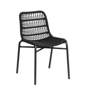 Silla de aluminio con asiento y respaldo en cuerda para terrazas