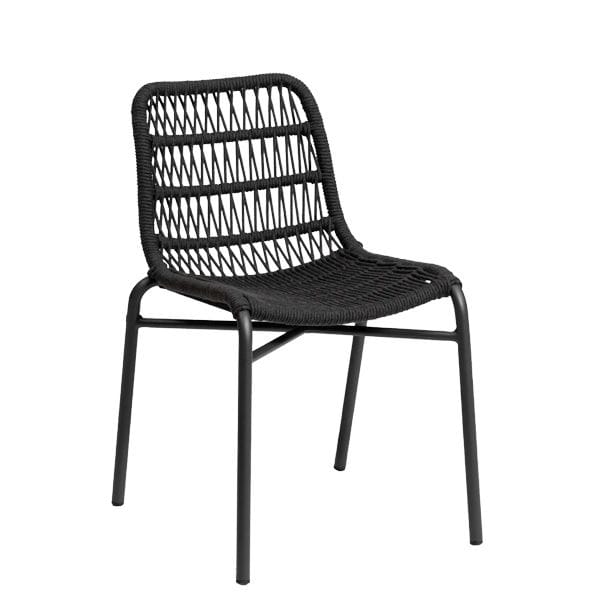 Silla de aluminio con asiento y respaldo en cuerda para terrazas