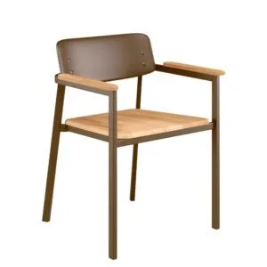 Sillón de exterior para hostelería en aluminio y teca natural
