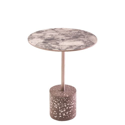Pie de Mesa Piedra Circular con columna en acero