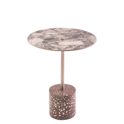 Pie de Mesa Piedra Circular con columna en acero
