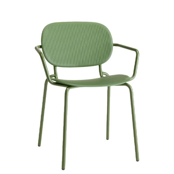 Sillón plástico reciclado con estructura tubular metálica