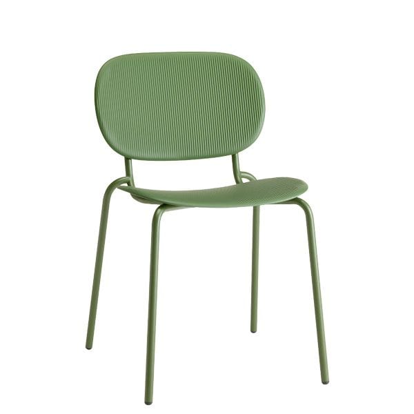 Silla plástico reciclado con estructura tubular metálica