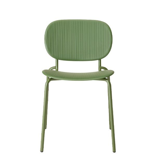 Silla plástico reciclado con estructura tubular metálica