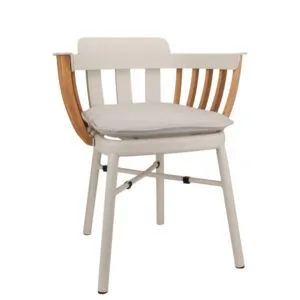 Sillón de exterior para hostelería en aluminio y teca