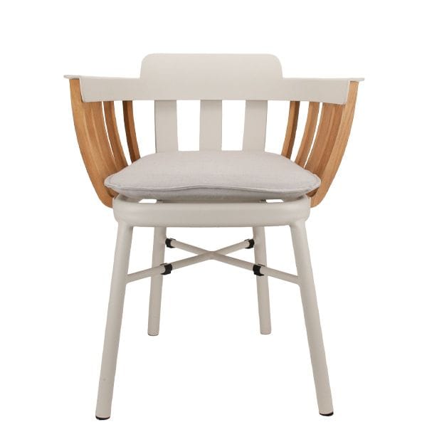 Sillón de exterior para hostelería en aluminio y teca