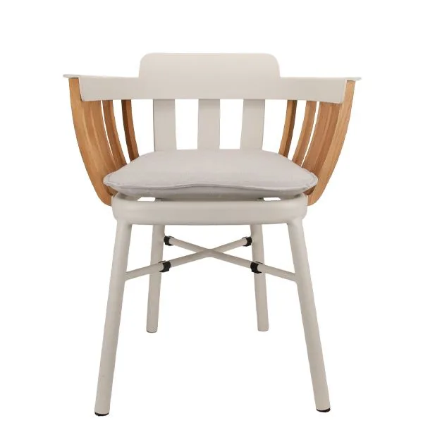 Sillón de exterior para hostelería en aluminio y teca