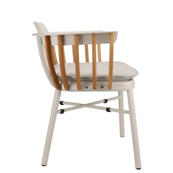 Sillón de exterior para hostelería en aluminio y teca