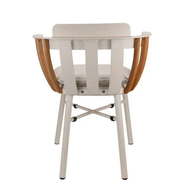 Sillón de exterior para hostelería en aluminio y teca