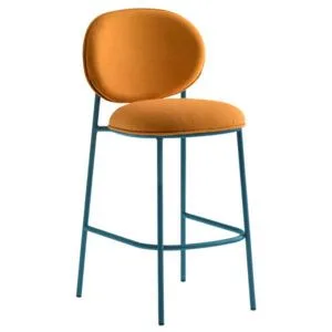 Taburete tapizado de acero con diseño suave y moderno