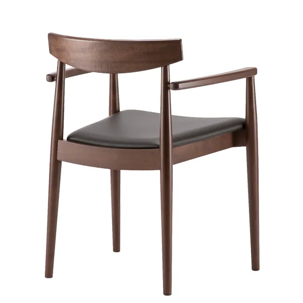 Sillón apilable con asiento tapizado en estructura de haya
