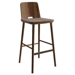 Silla de madera de diseño moderno y líneas geométricas