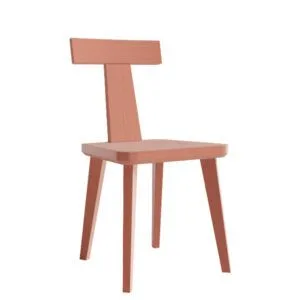 Silla de madera con respaldo en T y diseño juvenil