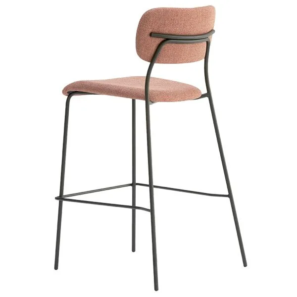 Taburete estilo clásico con respaldo tapizado para cafeterías