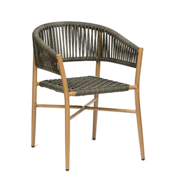Sillón apilable con respaldo en cuerda para terrazas