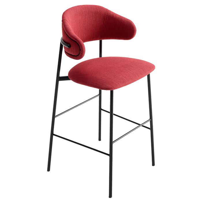 Taburete Marie de metal con asiento y respaldo tapizado Magari design