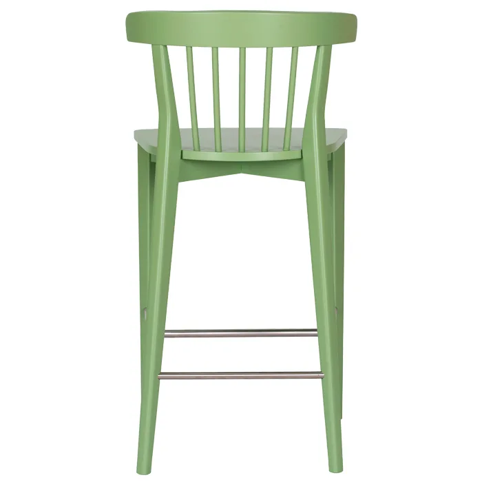 Taburete de madera con respaldo en palilleria para hosteleria Amalia