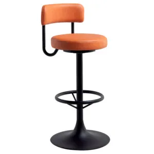 Taburete de pie metalico con asiento y respaldo tapizado para hosteleria Magari