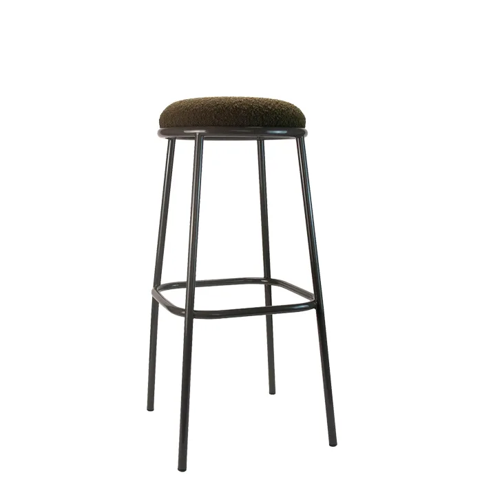 Taburete metalico con asiento tapizado comodo para hosteleria Zobe