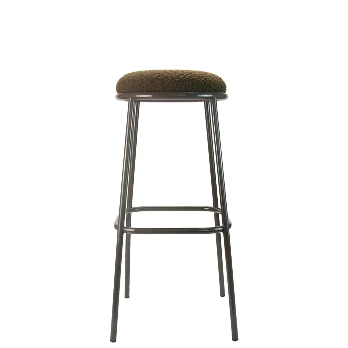 Taburete metalico con asiento tapizado comodo para hosteleria Zobe