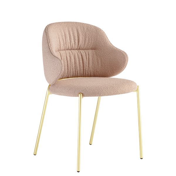 Sillón tapizado envolvente con patas metálicas para restaurantes