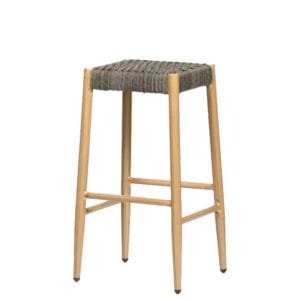 Taburete estilo mediterráneo con asiento en cuerda para terrazas